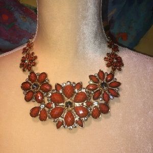 Amrita Austrian Coral & Crystal Floral Necklace